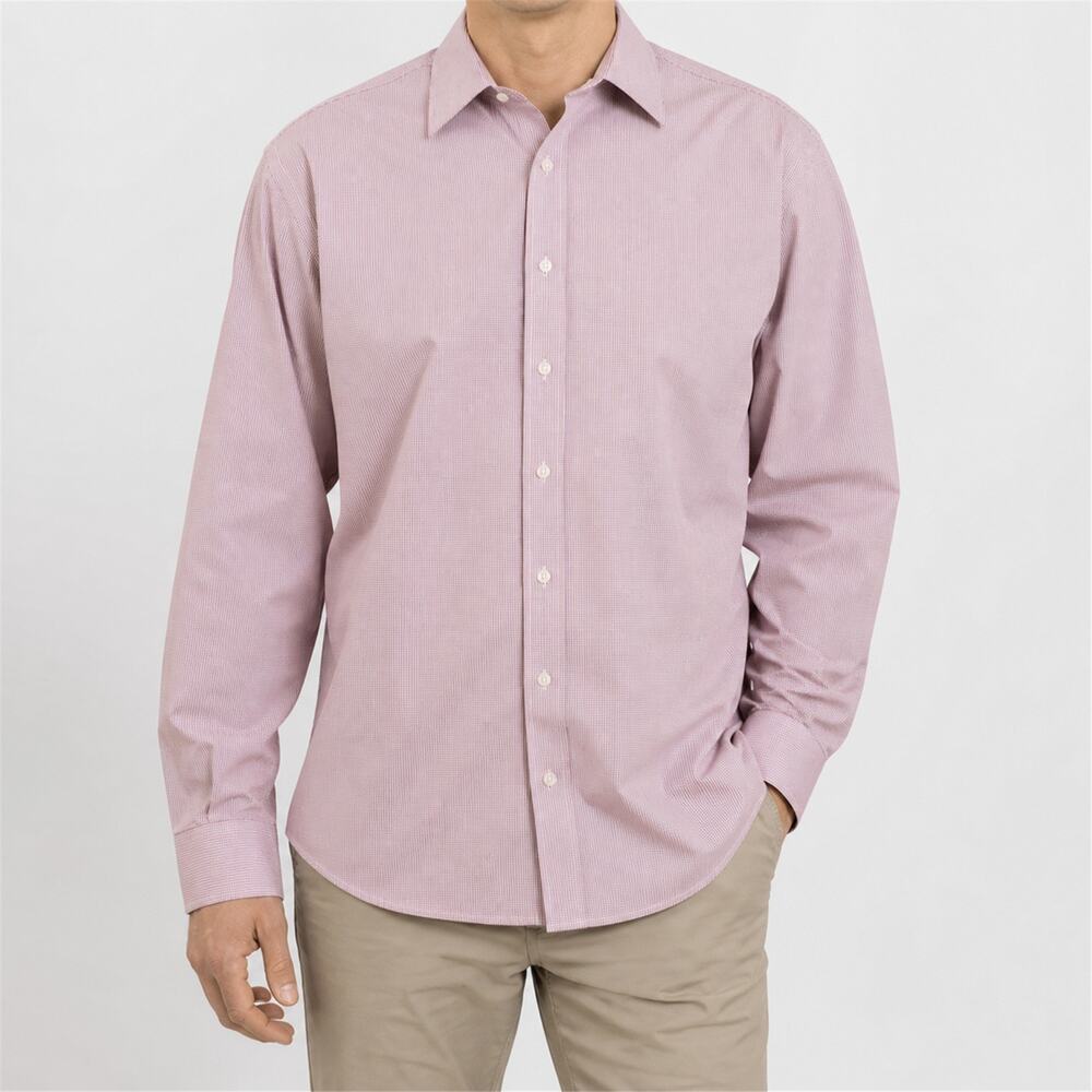 Brooks Brothers 346 Dress Shirt Mens 16 35 Red White Regular Fit Non-Iron Check